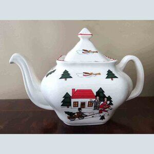 Mason's Christmas Village Teapot England 1983 Ironstone